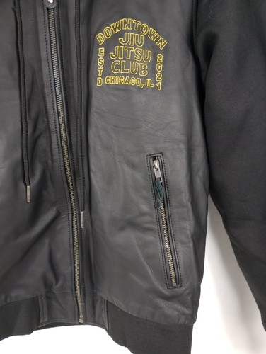 Down Town Jujitsu Club Chicago Leather Jacket Size Small Black - Picture 5 of 6