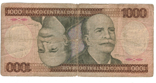 1981-1986 ND Brasilien 1000 Cruzeiros, P-201c Banknote #4 - Bild 1 von 2