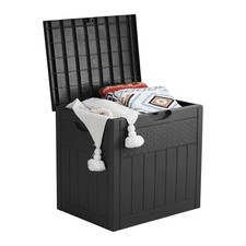 EHHLY 33 Gallon Deck Box, Outdoor Storage Box Waterproof, Black