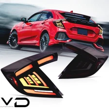 For 2018 19 20 21 Honda Civic Hatchback Smoked VLAND LED Tail Lights w/Start-up