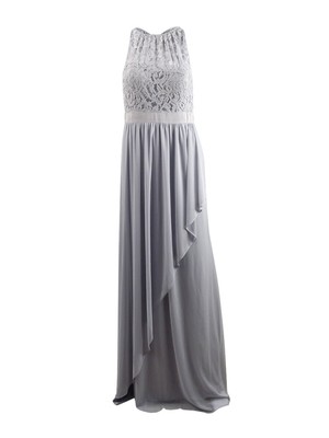 Adrianna Papell Women's Lace Illusion Halter Gown