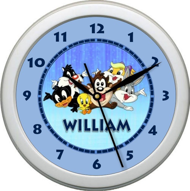 Personalized Little Looney Tunes Wall Clock  Child's Bedroom Decor Gift