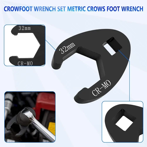 19PCS Flare Nut Crowfoot Wrench Set Metric Crows Foot Wrench Kit 3/8" 1/2" Drive - Picture 7 of 13