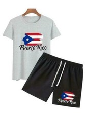 Puerto Rico Men's Short Set Shirt and Drawstring Size Medium