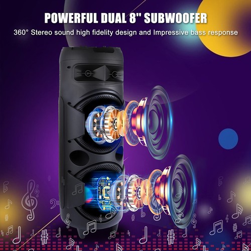 Sub woofer portatile 6000 W altoparlante Bluetooth basso pesante sistema audio festa e microfono - Foto 6 di 27