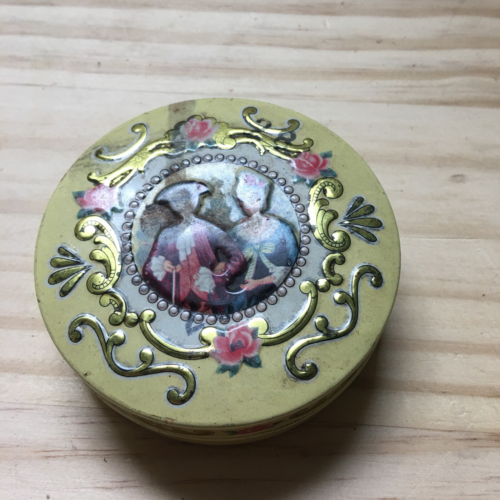 Vintage 1960s Baret Ware Art Grace Miniature Tin Trinket Box Made in