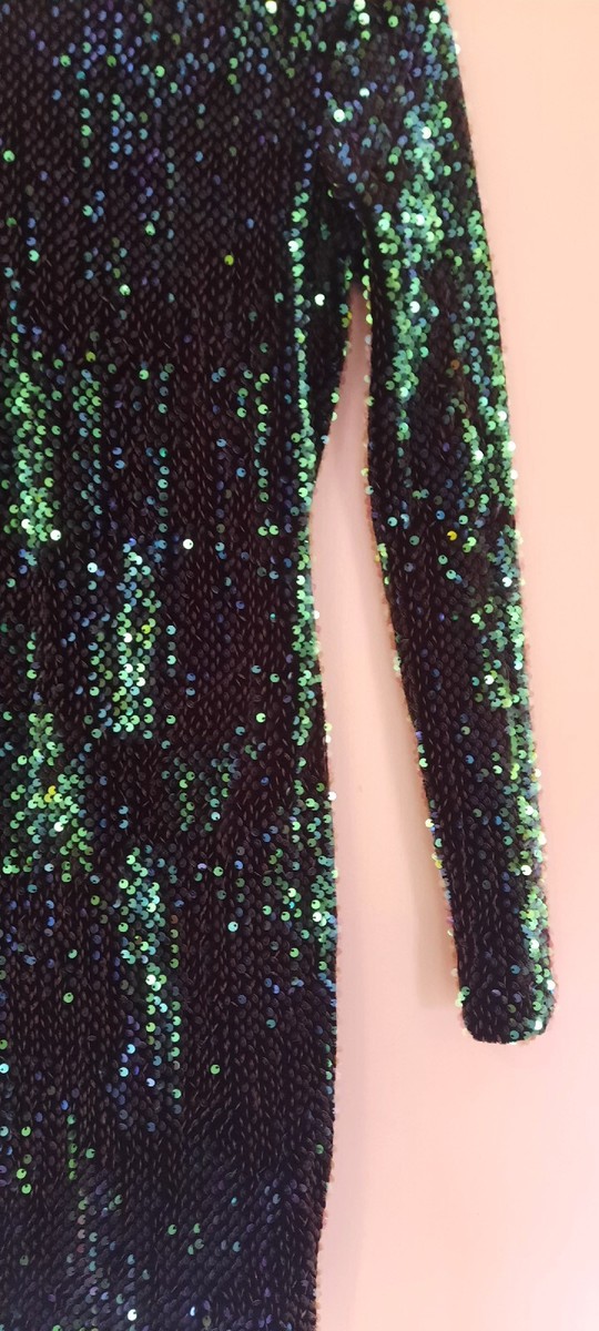 Motel Rocks Green Iridescent Sequin Long Sleeve Dress | eBay UK