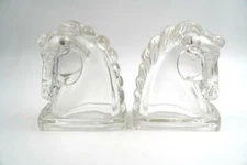Vintage Art Deco 1930’s Glass Horse Head Bookends (PAIR)