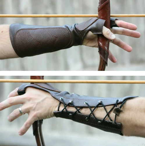 Larp Long Leather Archery Gloves Renaissance Costume Medieval Fantasy Cosplay RP - Picture 4 of 15