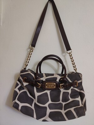 Michael Kors Hamilton Giraffe Print Brown & Ivory EW Large  display picture 3