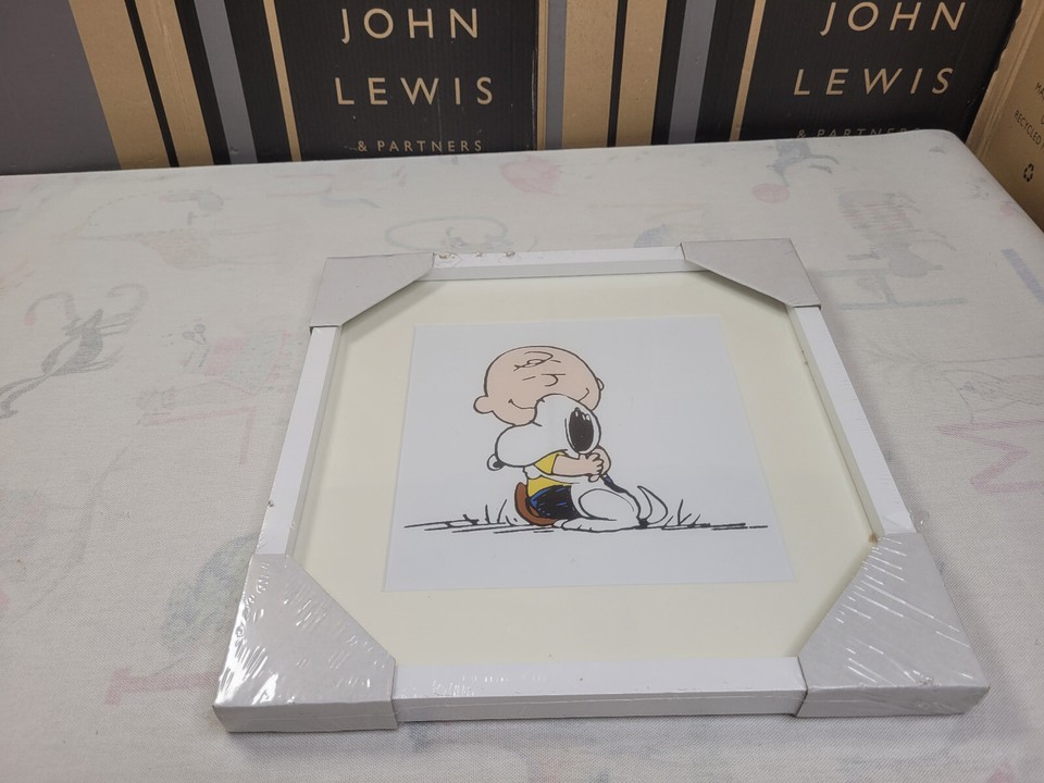 John Lewis Peanuts 'Snoopy & Charlie Brown Hug' Framed Print & Mount