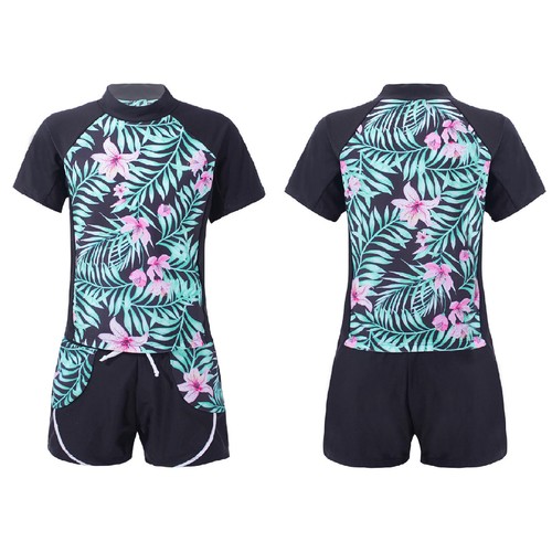 Kids Girls Bathing Suits Shorts Swimsuits Floral Print Swimwear Beach Tankini - Picture 55 of 65