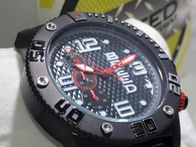 Montre Homme BREED Grand Prix Chronographe - Cadran Noir, Boîtier Silicone, Bracelet Caoutchouc, Neuf Avec étiquettes