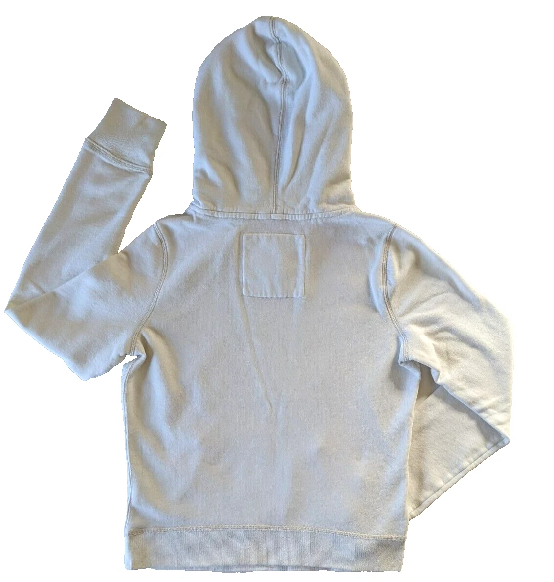 OFF WHITE Felpa pullover Hollister donna grande con cappuccio bianco sporco rosso logo scritto