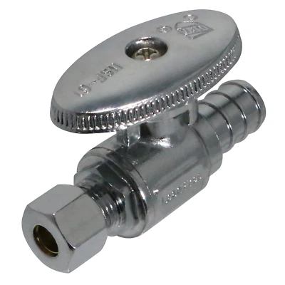 1 Pack XFITTING 1/4" OD Compression x 1/2" PEX-B Straight Stop Valve, Lead Free