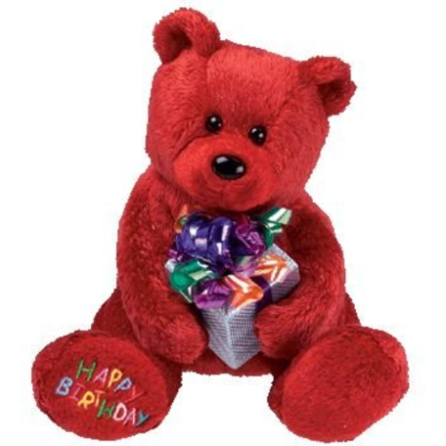 TY Beanie Babies - Retired HAPPY BIRTHDAY the Bear Red - w/ Present - NWT-Mint - Picture 1 of 2