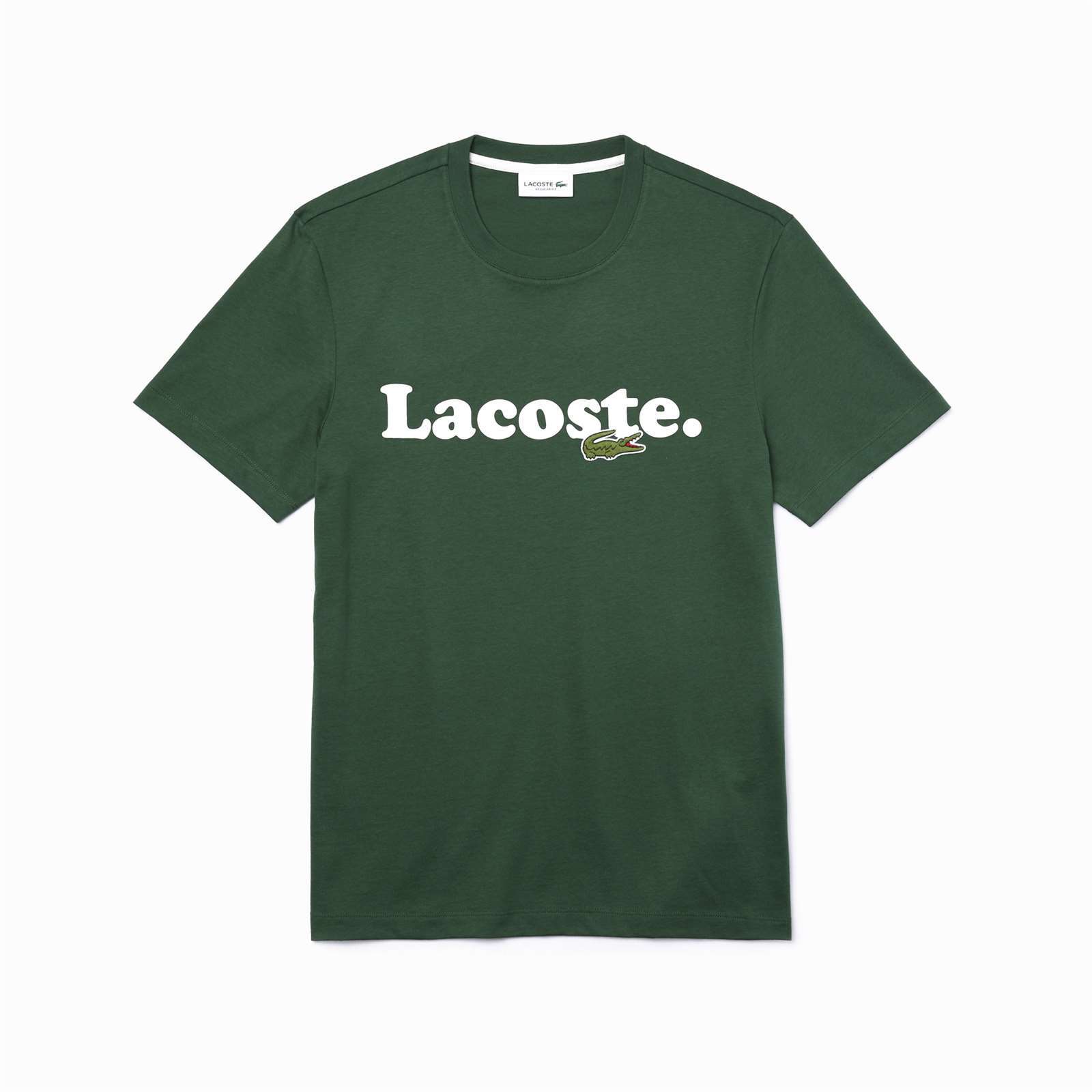 Мужская футболка Lacoste с коротким рукавом и графическим логотипом Lacoste Зеленая футболка из хлопка НОВАЯ