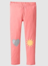 NEW Gymboree Rain or Shine Girl Pink Sun Heart Knee Patch Leggings Pants M 7-8