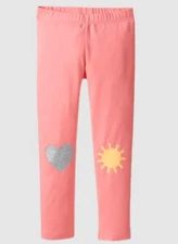 NEW Gymboree Rain or Shine Girl Pink Sun Heart Knee Patch Leggings Pants M 7-8