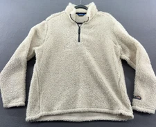 Chubbies Sweatshirt Mens L Ivory Sherpa Fleece 1/4 Zip Pullover High Pile