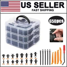 650Pcs Car Retainer Auto Fasteners Push Trim Plastic Clips Pin Rivet Bumper Kit