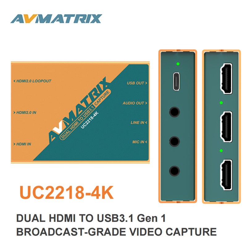 AVMATRIX UC2218-4K Dual HDMI to USB 3.1 Gen1 Type-C Broadcast Video Capture Card