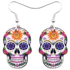 Halloween Acrylic Flower Skull Earrings Dangle Punk Jewelry for Women Charm Gift