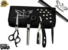 6  Professional Salon Hair Cutting Scissors Thinner Barber Shears Razor Set Kit