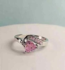 2.00Ct Trillion Cut Lab-Created Pink Sapphire Wedding Ring 14K White Gold Plated