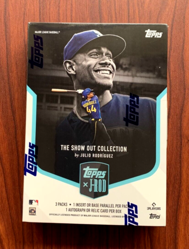 2023 Topps X Julio Rodriguez Show Out Collection 3-Pack Box - 1 Relic or AUTO - Afbeelding 1 van 2