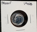 1958 PROOF ROOSEVELT SILVER DIME - IN CARDBOARD FLIP