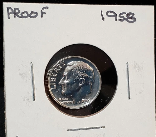 1958 PROOF ROOSEVELT SILVER DIME - IN CARDBOARD FLIP