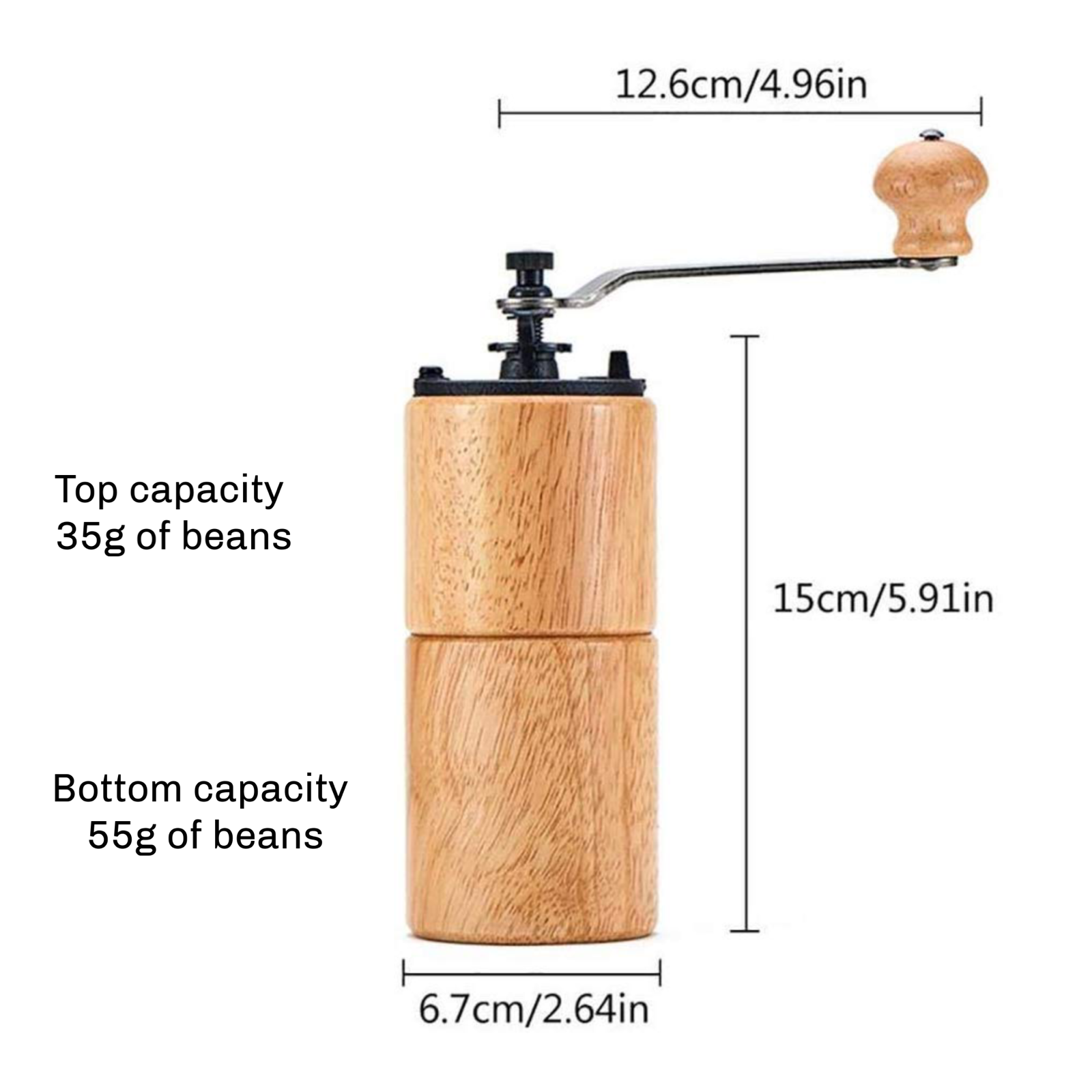 AKIRAKOKI Genuine Manual Coffee Bean Grinder Cast Iron Burr Wooden Mill