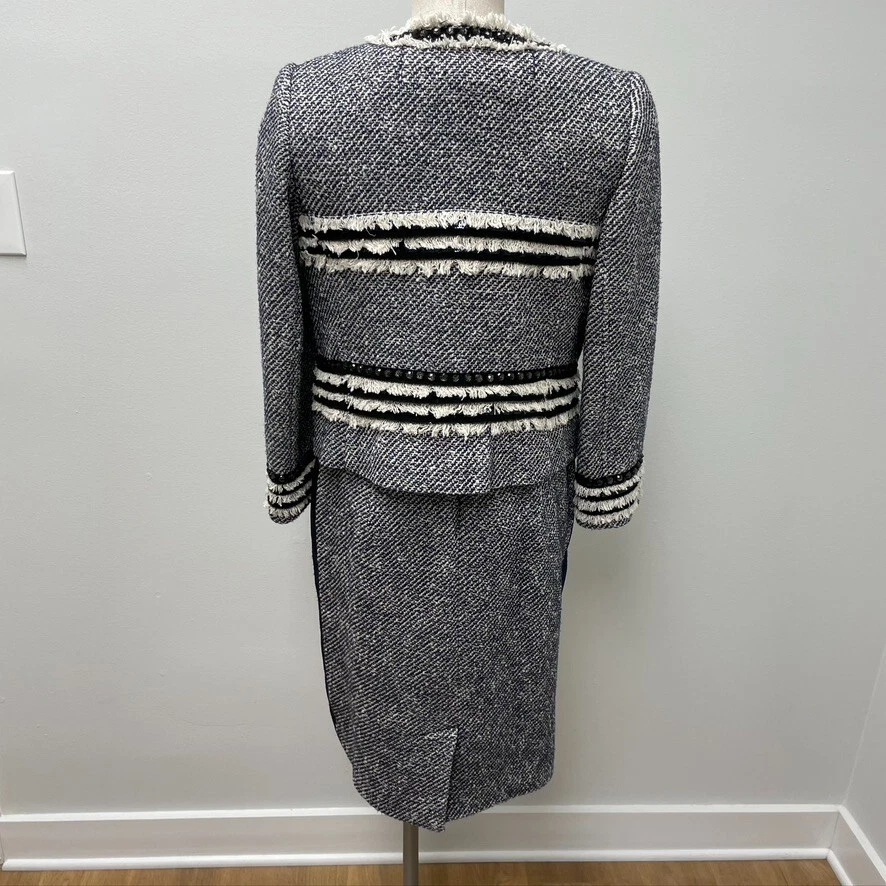 Abito tubino Tory Burch donna 4 blu tweed giacca business ufficio carriera