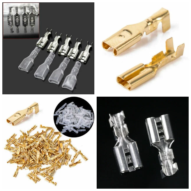 100Pcs Crimp Terminal Connector Golds Brass/Silver Car Speaker Electric Wire Con - Image 2 of 4