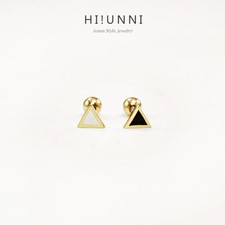 16g Gold Triangle cartilage earrings, tragus conch, helix earrings, ear stud 1pc