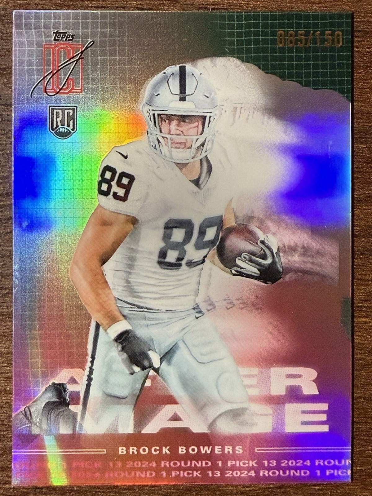 2024 Topps Brock Bowers Rookie #'d /150 After Image Green Signature Class RC