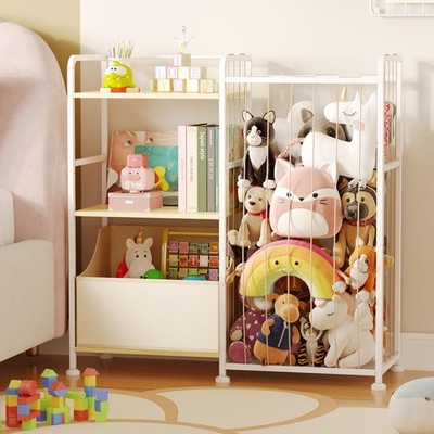 Stuffed Animal Storage - Stuffed Animal Net with Kids Bookshelf and Toy Organ...