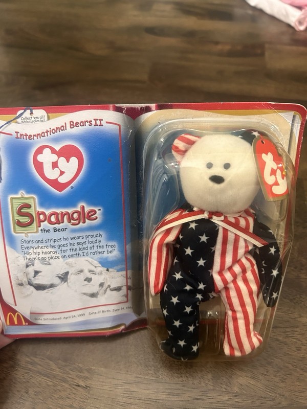 RARE Ty Beanie Babies McDonald’s International Bears II Spangle the Bear 1999