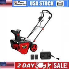 Cordless Snow Blower 20" 4.0Ah Batteries & Charger Electric Power Snow Thrower