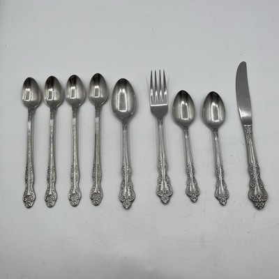 Oneida Michelangelo Stainless Steel Flatware 9 Pc Mixed Lot Floral Rose China