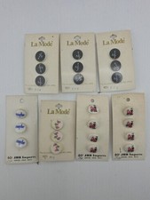 Lot of 7 Cards Of Vintage Playful Children's Teacher Shank Buttons  LaMode JHB 