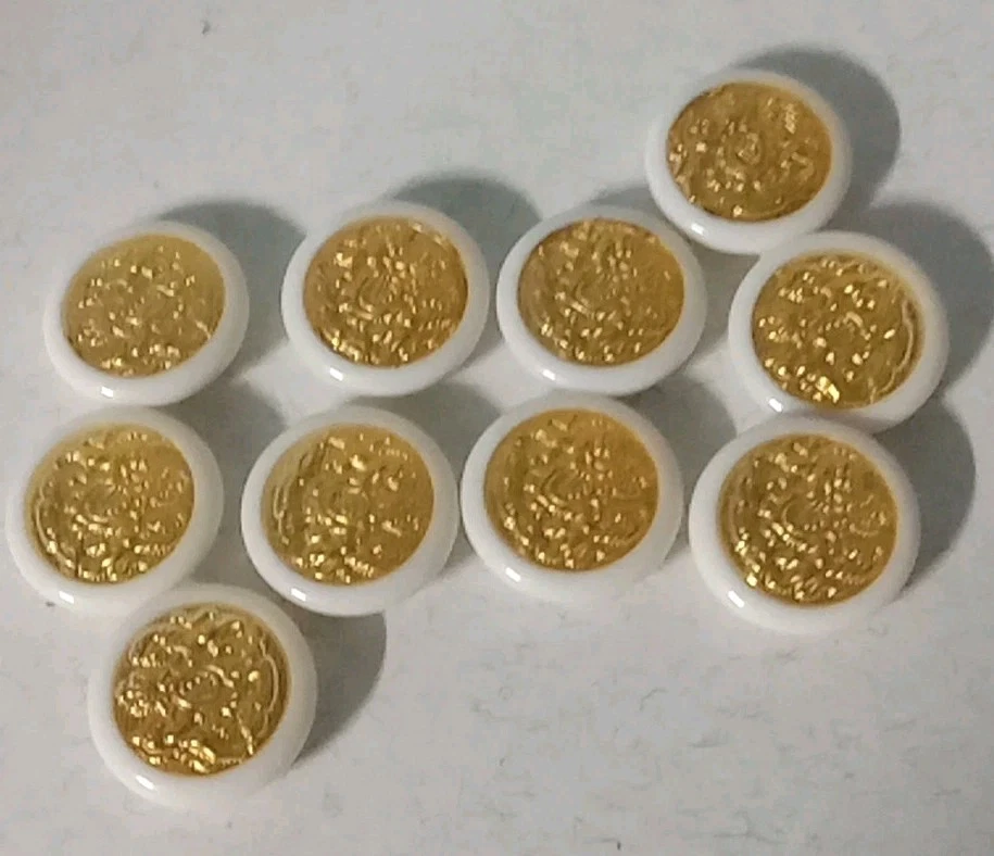 10 botones centrales de acrílico blanco con oro "3/4 pulgadas" Foto 2 de 4