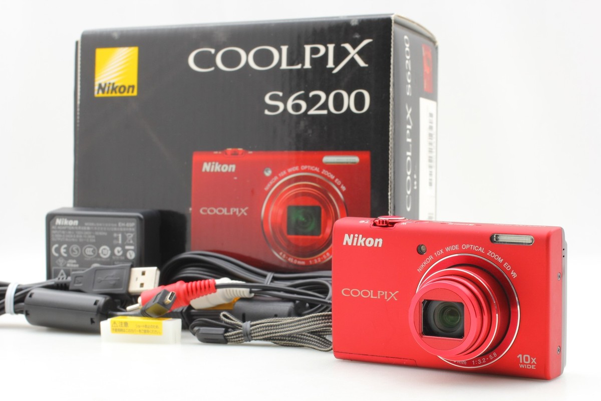 【美品】 Nikon COOLPIX S6200 RED 箱あり Near MINT Box] Nikon Coolpix S6200 Red 16.0MP 10x Digital Camera
