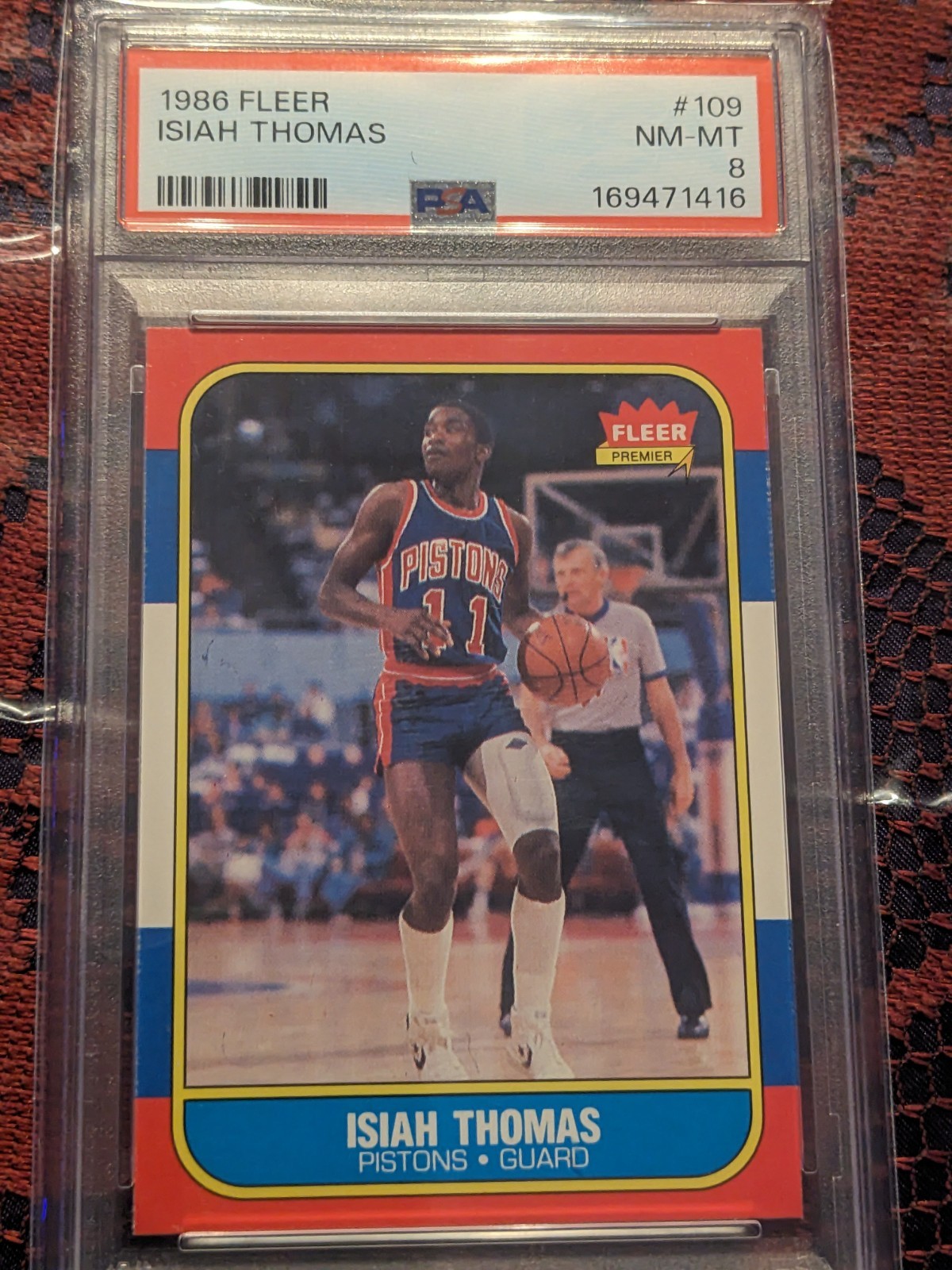 Fleer 1986 Fleer Isiah Thomas #109 Detroit Pistons PSA 8 (RC) HOF