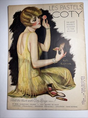 1926 Coty Powder Perfume Cosmetic Ad Beautiful Flapper Girl Ruth Eastman Art