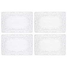 Lace Vinyl 17" x 12" Placements in White, Set of 4