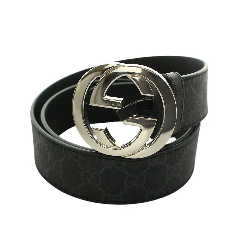 Gucci Gg Supreme Ceinture Emboîtable G Boucle Oeillet Pvc Cuir 90 36 Noir 41192