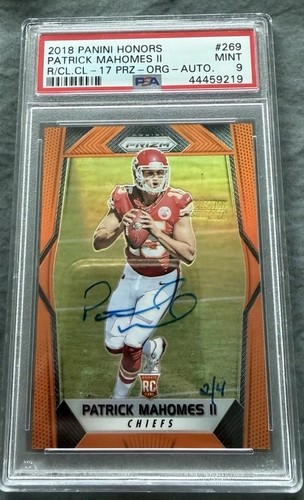 Patrick Mahomes Prizm Rookie Auto Orange /4 2018 Panini Honors Recollection #269
