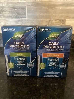 (2) Natures Way FORTIFY Probiotic Adult & Adult 50+ Gut Comfort & Colon Health